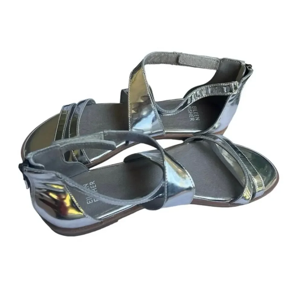 Eileen Fisher Cici silver mirrored strappy sandal